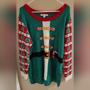 Women’s Ugly Christmas Elf Long Sweater Jingles XXL